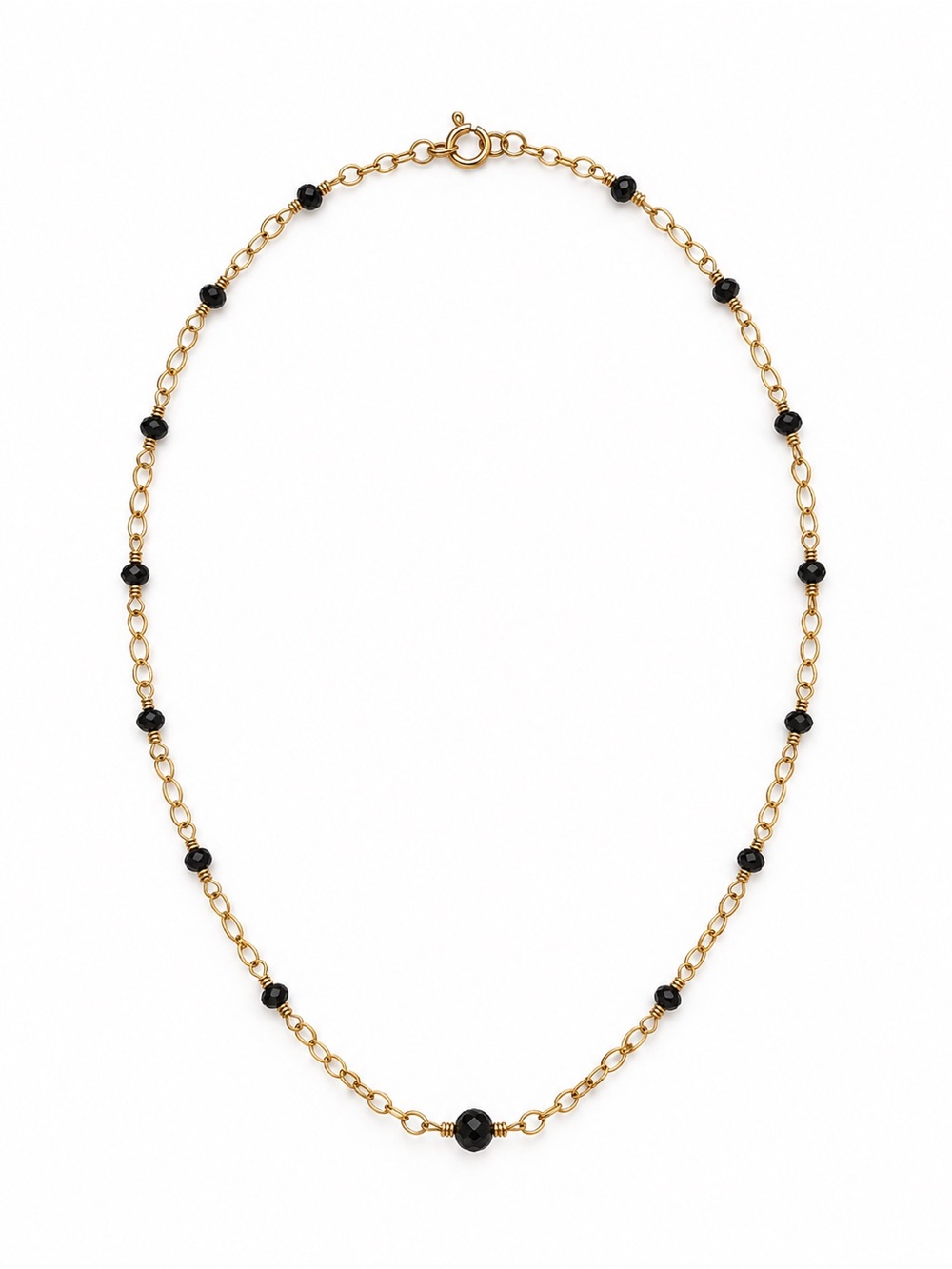 ALN11 Black Onyx Gold Necklace